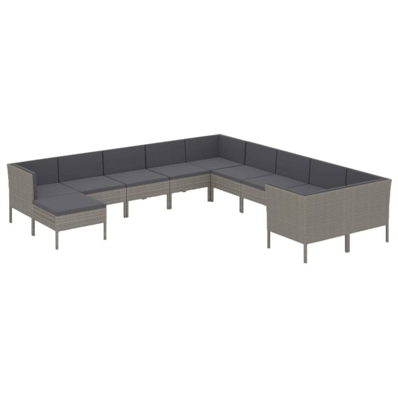vidaXL 11-tlg Garten-Lounge-Set mit Auflagen Poly Rattan Grau Modell 10 von VIDAXL