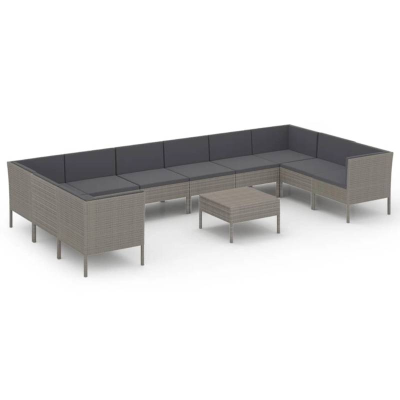 vidaXL 11-tlg Garten-Lounge-Set mit Auflagen Poly Rattan Grau Modell 14 von VIDAXL