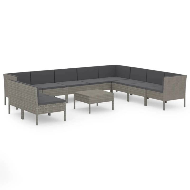vidaXL 11-tlg Garten-Lounge-Set mit Auflagen Poly Rattan Grau Modell 5 von VIDAXL
