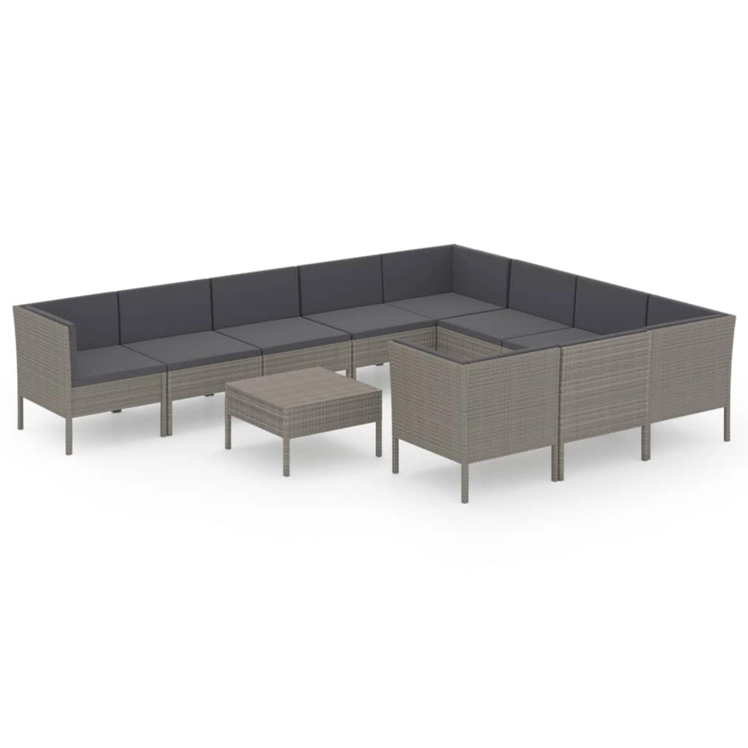 vidaXL 11-tlg Garten-Lounge-Set mit Auflagen Poly Rattan Grau Modell 6 vidaXL 11-tlg Garten-Lounge-Set mit Auflagen Poly Rattan Grau Modell 6 von VIDAXL