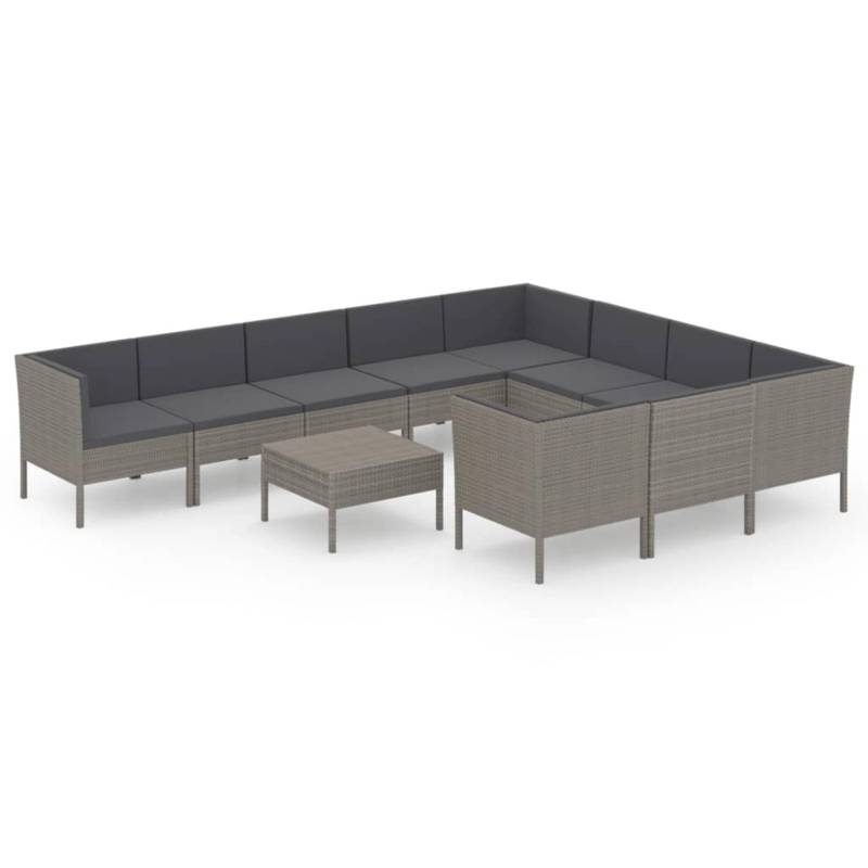 vidaXL 11-tlg Garten-Lounge-Set mit Auflagen Poly Rattan Grau Modell 6 von VIDAXL