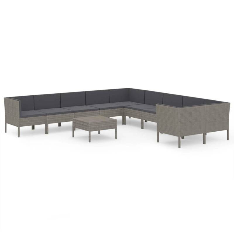 vidaXL 11-tlg Garten-Lounge-Set mit Auflagen Poly Rattan Grau Modell 7 von VIDAXL