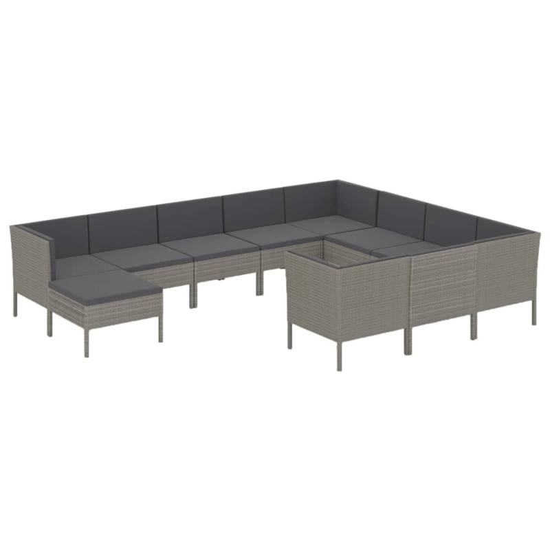 vidaXL 11-tlg Garten-Lounge-Set mit Auflagen Poly Rattan Grau Modell 9 von VIDAXL