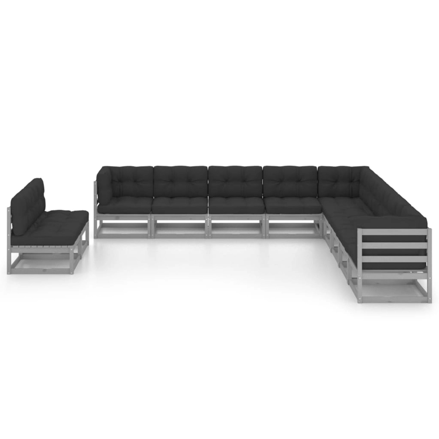 vidaXL 11-tlg Garten-Lounge-Set mit Kissen Grau Kiefer Massivholz Modell 4 vidaXL 11-tlg Garten-Lounge-Set mit Kissen Grau Kiefer Massivholz Modell 4 von VIDAXL