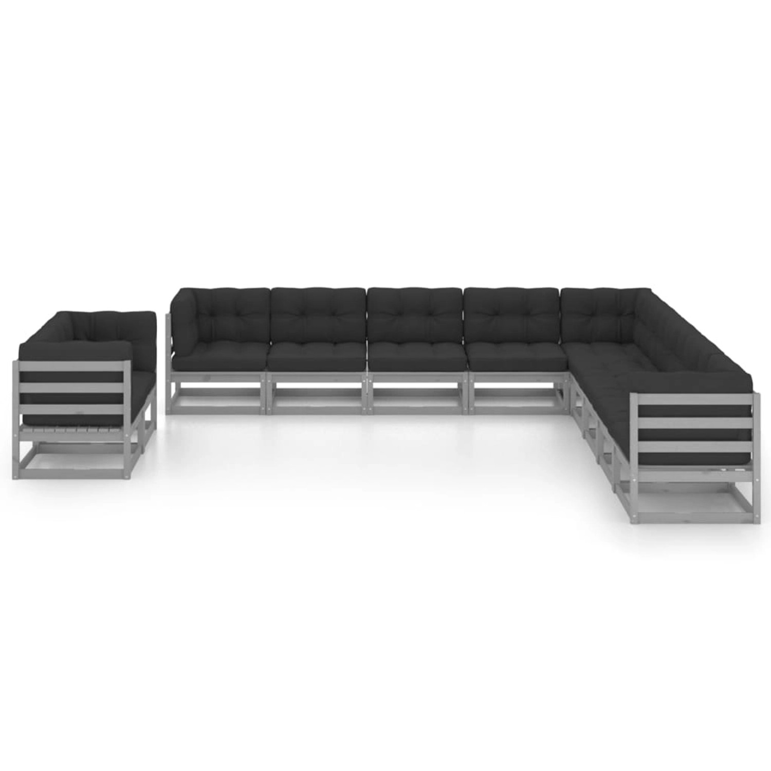 vidaXL 11-tlg Garten-Lounge-Set mit Kissen Grau Kiefer Massivholz Modell 7 vidaXL 11-tlg Garten-Lounge-Set mit Kissen Grau Kiefer Massivholz Modell 7 von VIDAXL