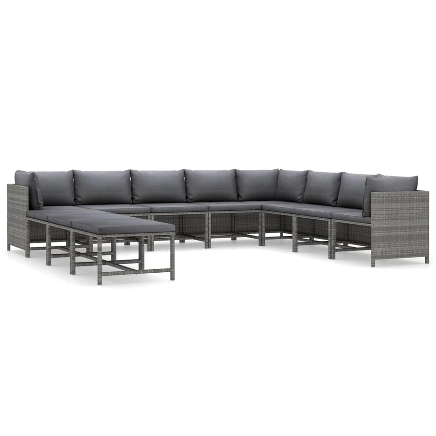 vidaXL 11-tlg Garten-Lounge-Set mit Kissen Poly Rattan Grau Modell 1 vidaXL 11-tlg Garten-Lounge-Set mit Kissen Poly Rattan Grau Modell 1 von VIDAXL