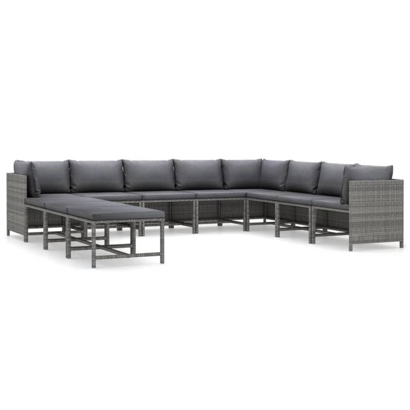 vidaXL 11-tlg Garten-Lounge-Set mit Kissen Poly Rattan Grau Modell 1 von VIDAXL