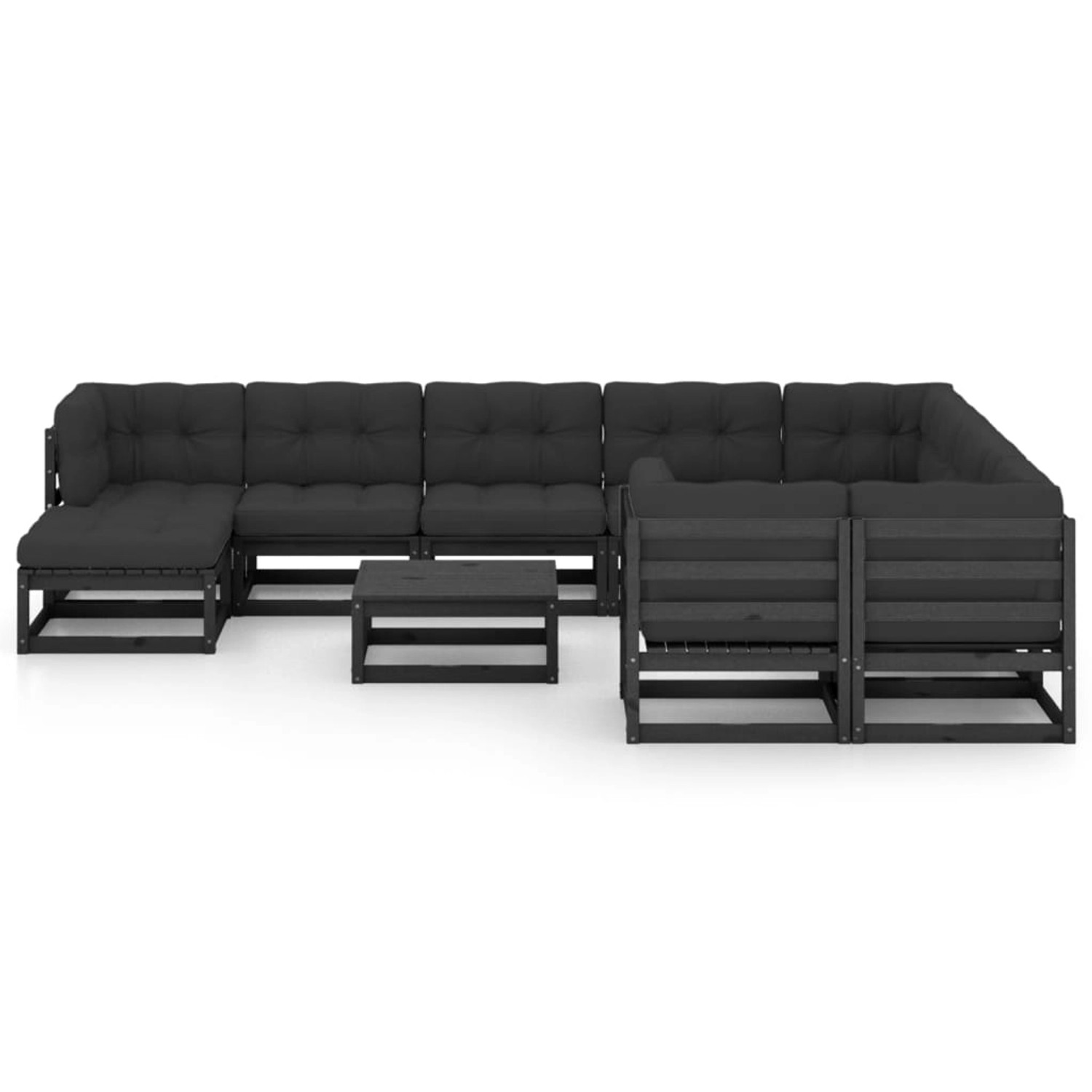 vidaXL 11-tlg Garten-Lounge-Set mit Kissen Schwarz Kiefer Massivholz Modell 1 vidaXL 11-tlg Garten-Lounge-Set mit Kissen Schwarz Kiefer Massivholz Modell 1 von VIDAXL