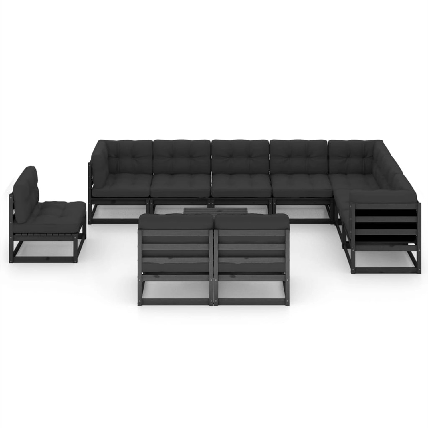 vidaXL 11-tlg Garten-Lounge-Set mit Kissen Schwarz Kiefer Massivholz Modell 2 vidaXL 11-tlg Garten-Lounge-Set mit Kissen Schwarz Kiefer Massivholz Modell 2 von VIDAXL