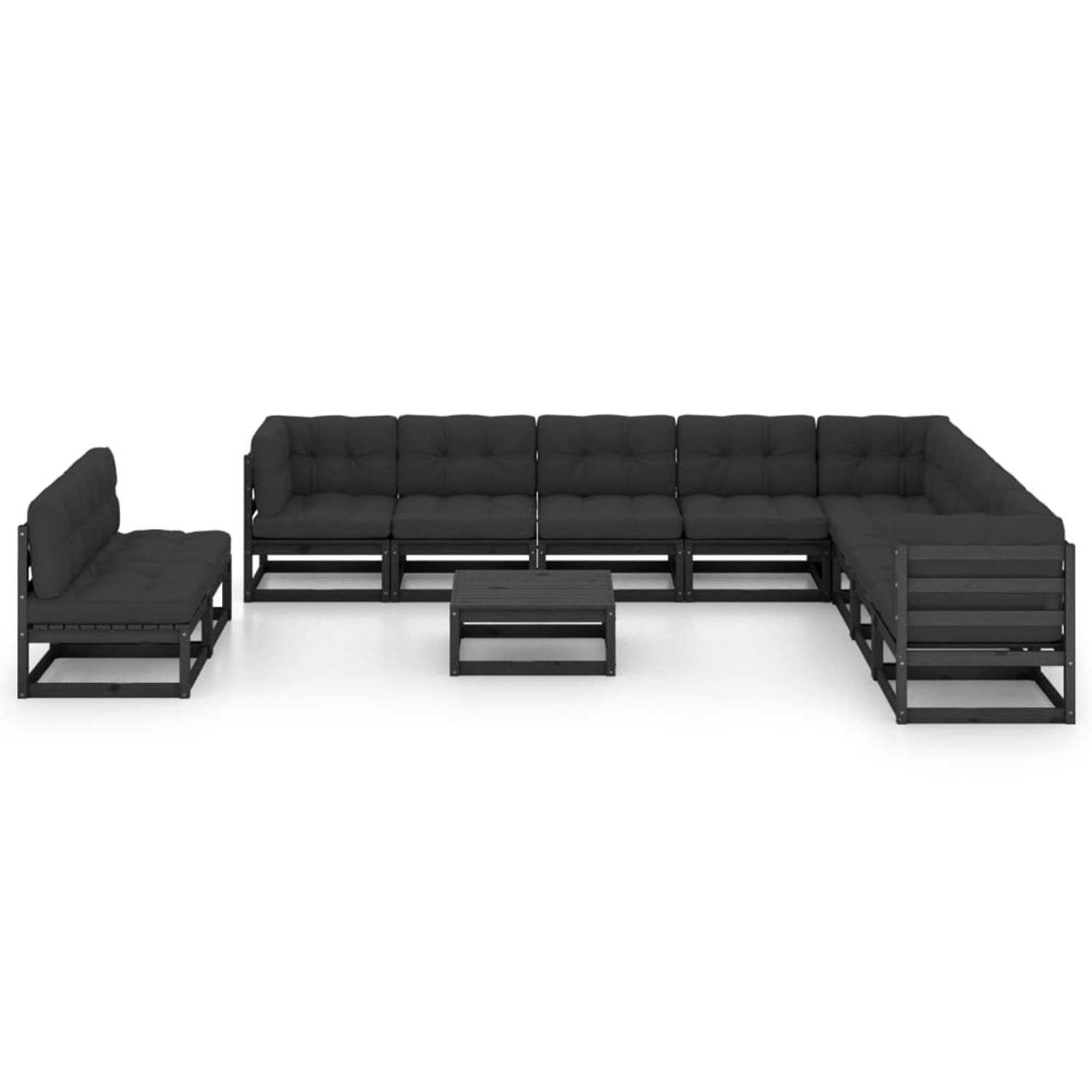 vidaXL 11-tlg Garten-Lounge-Set mit Kissen Schwarz Kiefer Massivholz Modell 4 vidaXL 11-tlg Garten-Lounge-Set mit Kissen Schwarz Kiefer Massivholz Modell 4 von VIDAXL