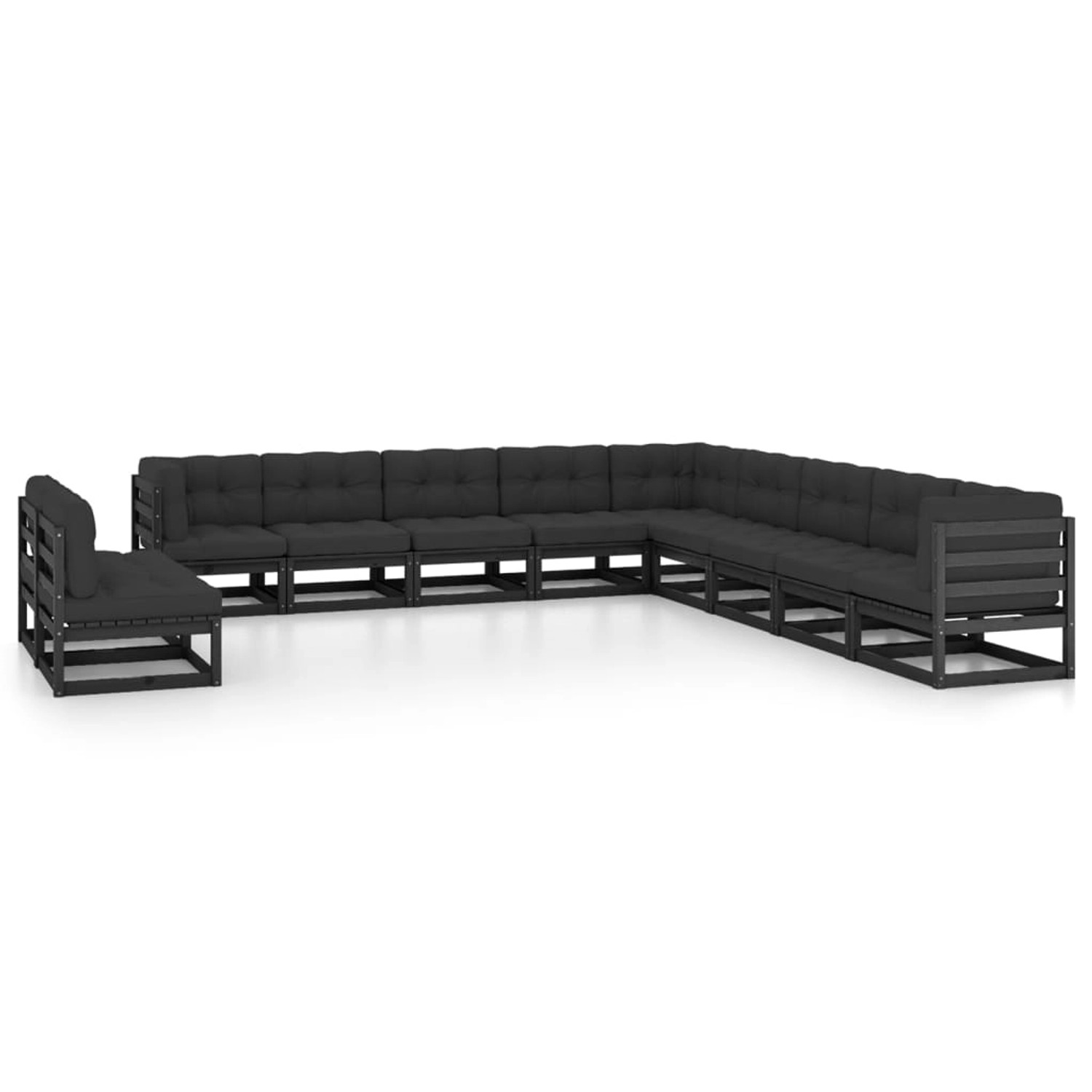 vidaXL 11-tlg Garten-Lounge-Set mit Kissen Schwarz Massivholz Kiefer Modell 1 vidaXL 11-tlg Garten-Lounge-Set mit Kissen Schwarz Massivholz Kiefer Modell 1 von VIDAXL