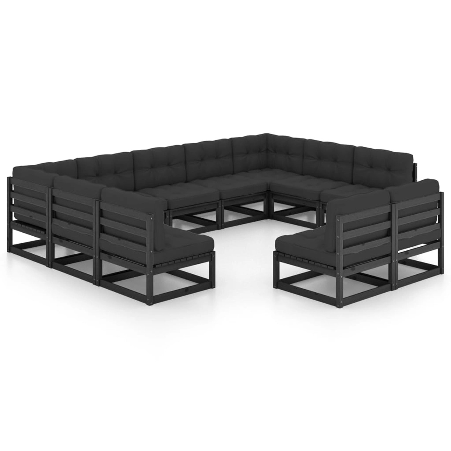 vidaXL 11-tlg Garten-Lounge-Set mit Kissen Schwarz Massivholz Kiefer Modell 8 vidaXL 11-tlg Garten-Lounge-Set mit Kissen Schwarz Massivholz Kiefer Modell 8 von VIDAXL