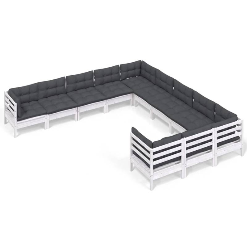 vidaXL 11-tlg Garten-Lounge-Set mit Kissen Weiß Kiefernholz Modell 3 von VIDAXL