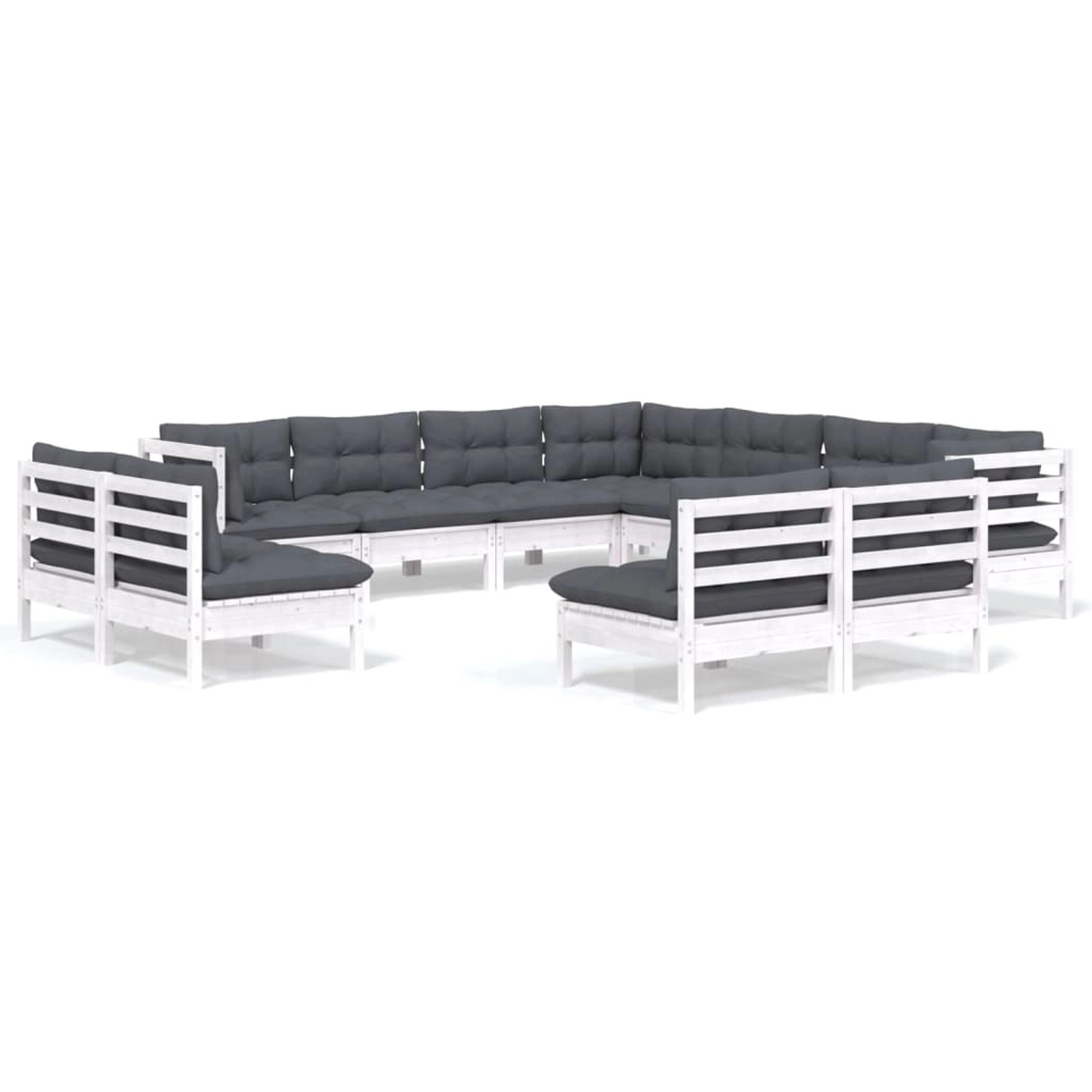 vidaXL 11-tlg Garten-Lounge-Set mit Kissen Weiß Massivholz Kiefer Modell 3 vidaXL 11-tlg Garten-Lounge-Set mit Kissen Weiß Massivholz Kiefer Modell 3 von VIDAXL