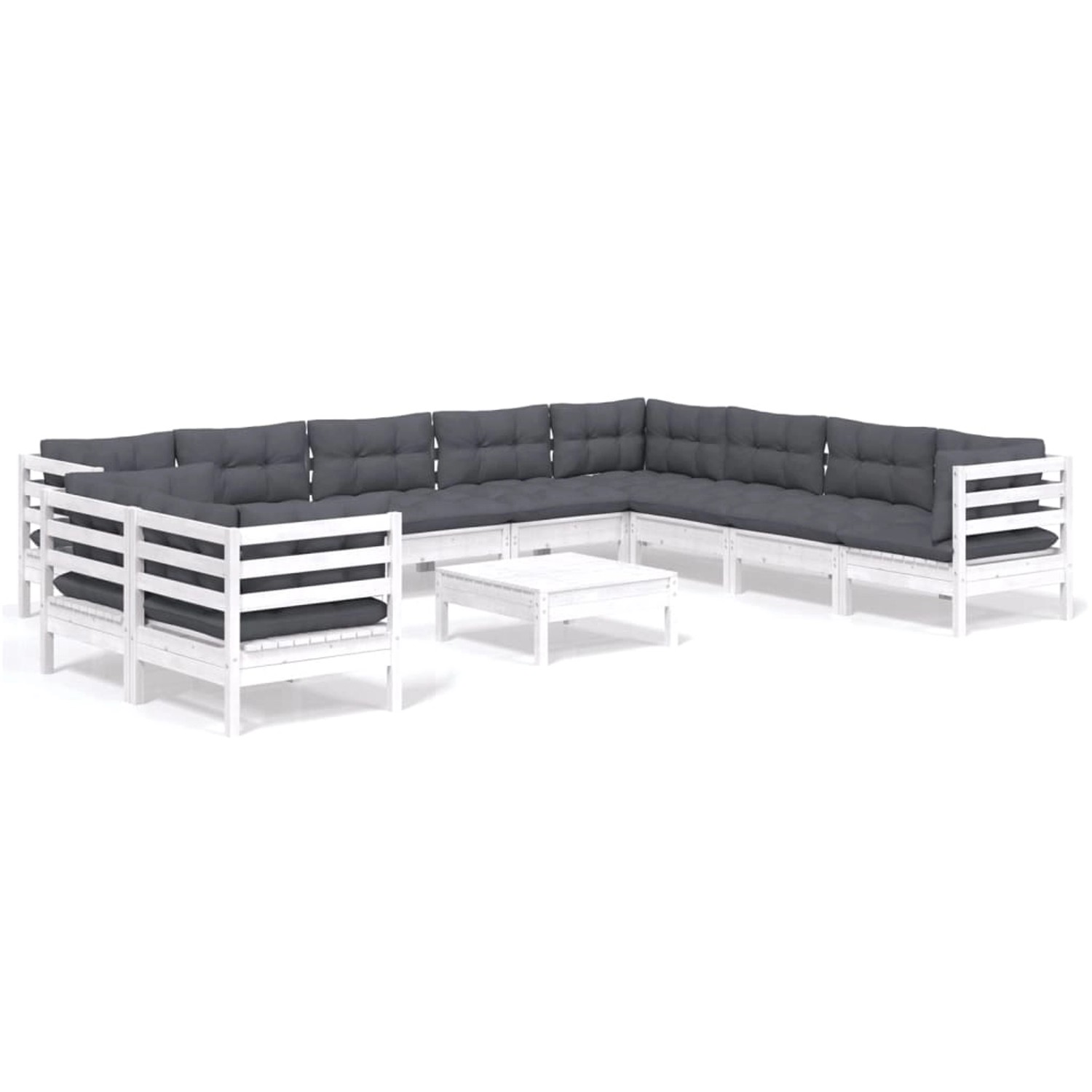 vidaXL 11-tlg Garten-Lounge-Set mit Kissen Weiß Massivholz Kiefer Modell 4 vidaXL 11-tlg Garten-Lounge-Set mit Kissen Weiß Massivholz Kiefer Modell 4 von VIDAXL