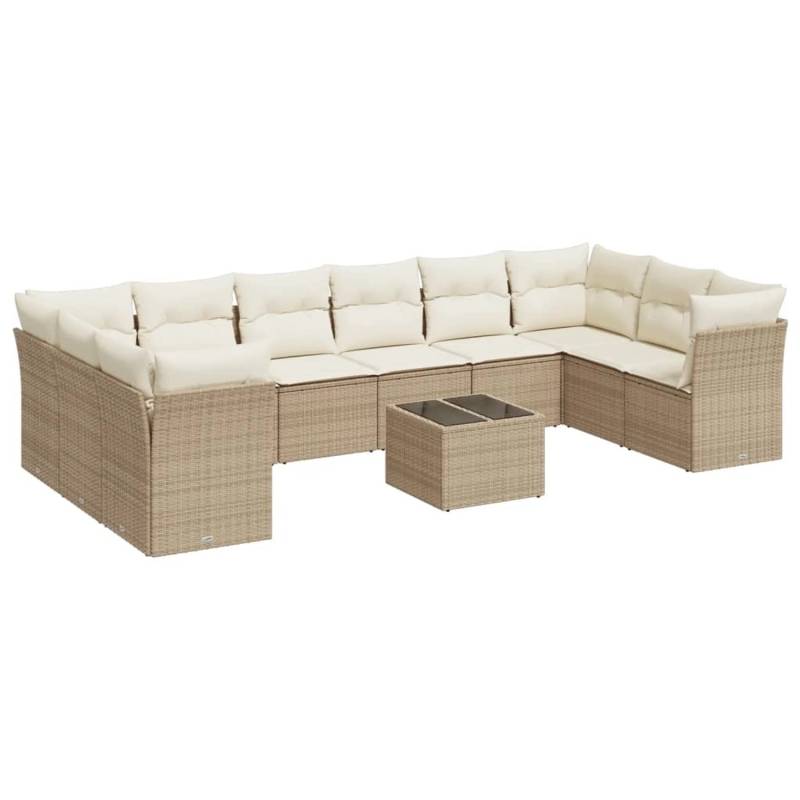 vidaXL 11-tlg Garten-Sofagarnitur mit Kissen Beige Poly Rattan Modell 12 von VIDAXL