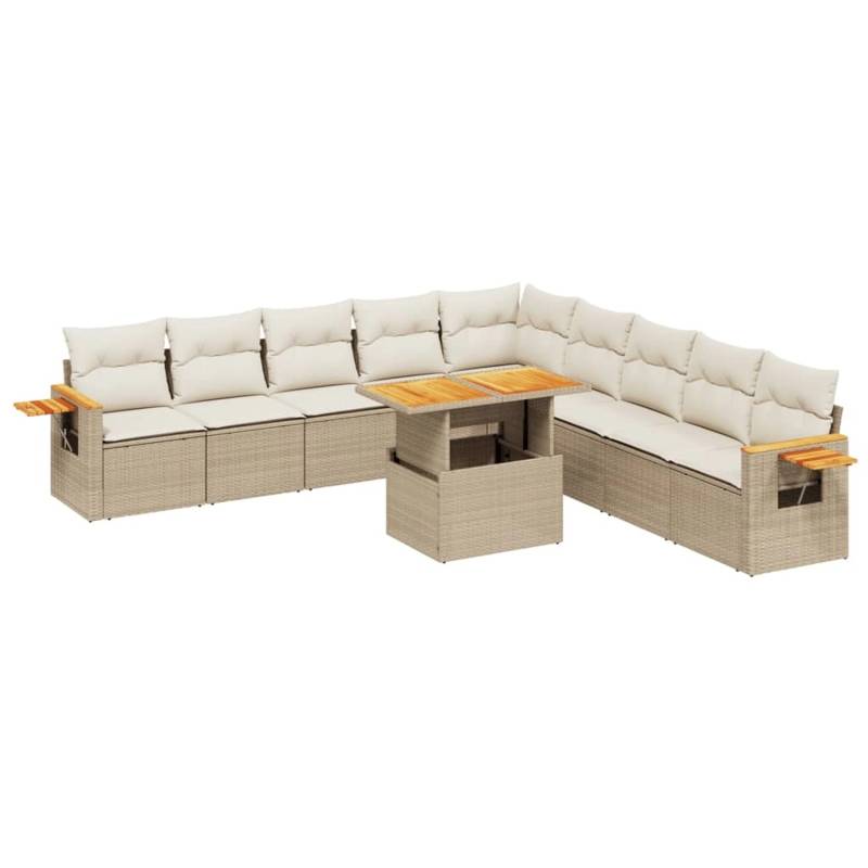 vidaXL 11-tlg Garten-Sofagarnitur mit Kissen Beige Poly Rattan Modell 166 von VIDAXL