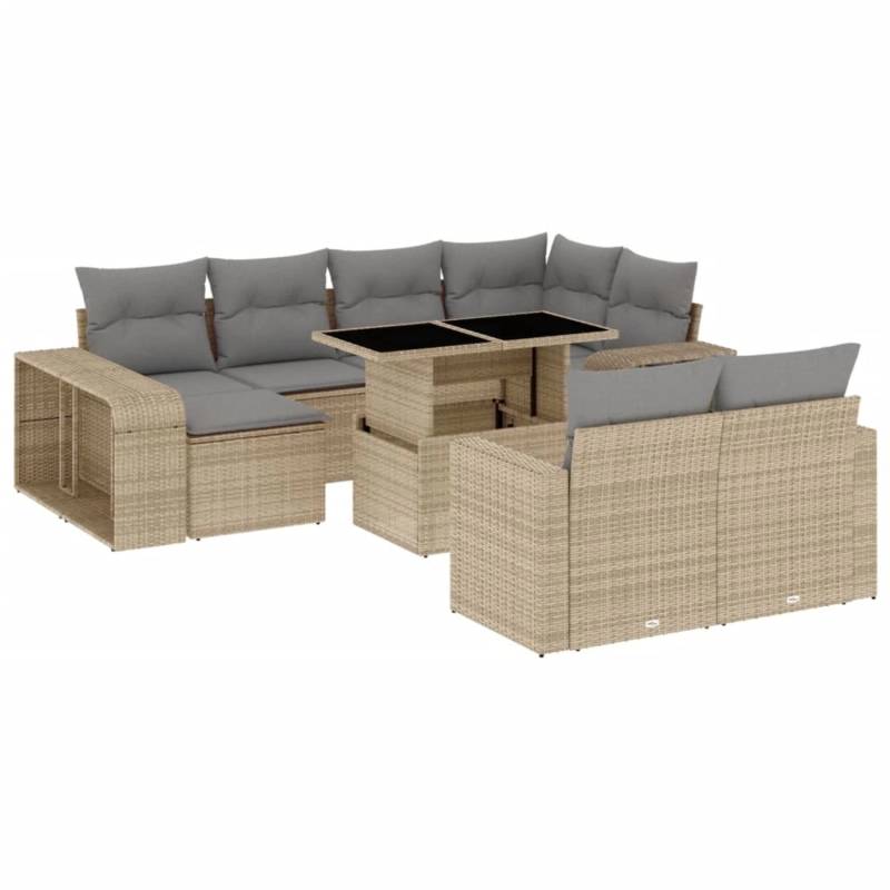 vidaXL 11-tlg Garten-Sofagarnitur mit Kissen Beige Poly Rattan Modell 183 von VIDAXL