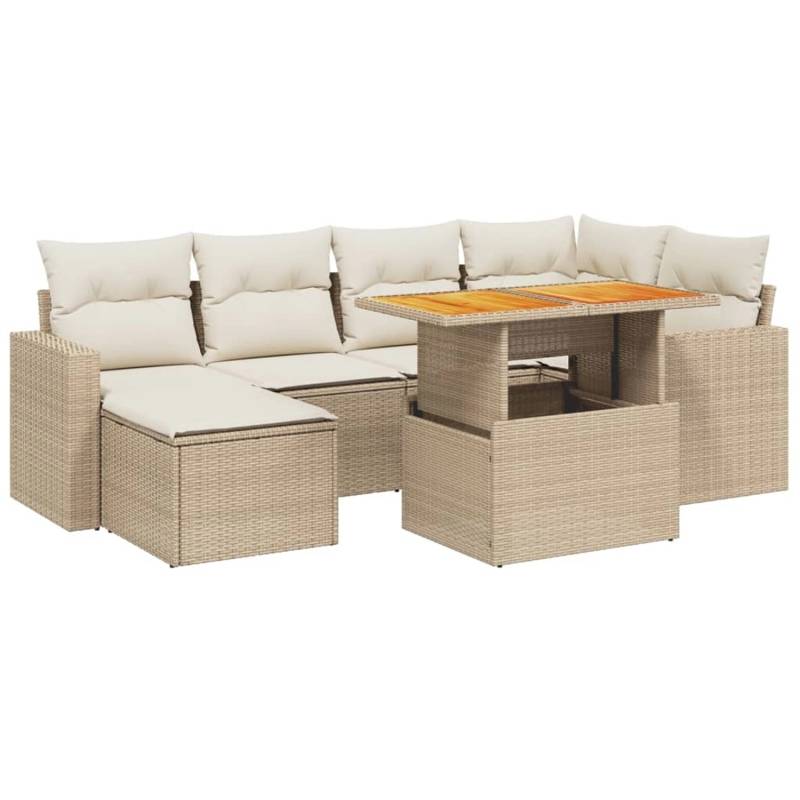 vidaXL 11-tlg Garten-Sofagarnitur mit Kissen Beige Poly Rattan Modell 195 von VIDAXL