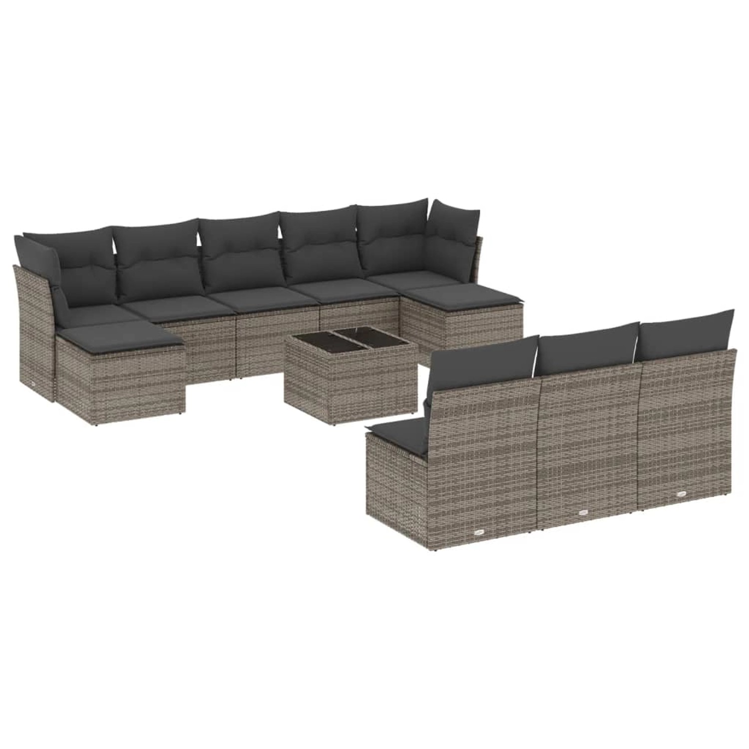 vidaXL 11-tlg Garten-Sofagarnitur mit Kissen Grau Poly Rattan Modell 26 vidaXL 11-tlg Garten-Sofagarnitur mit Kissen Grau Poly Rattan Modell 26 von VIDAXL