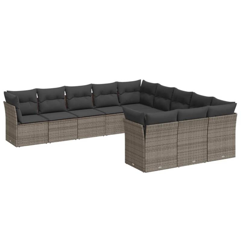 vidaXL 11-tlg Garten-Sofagarnitur mit Kissen Grau Poly Rattan Modell 32 von VIDAXL