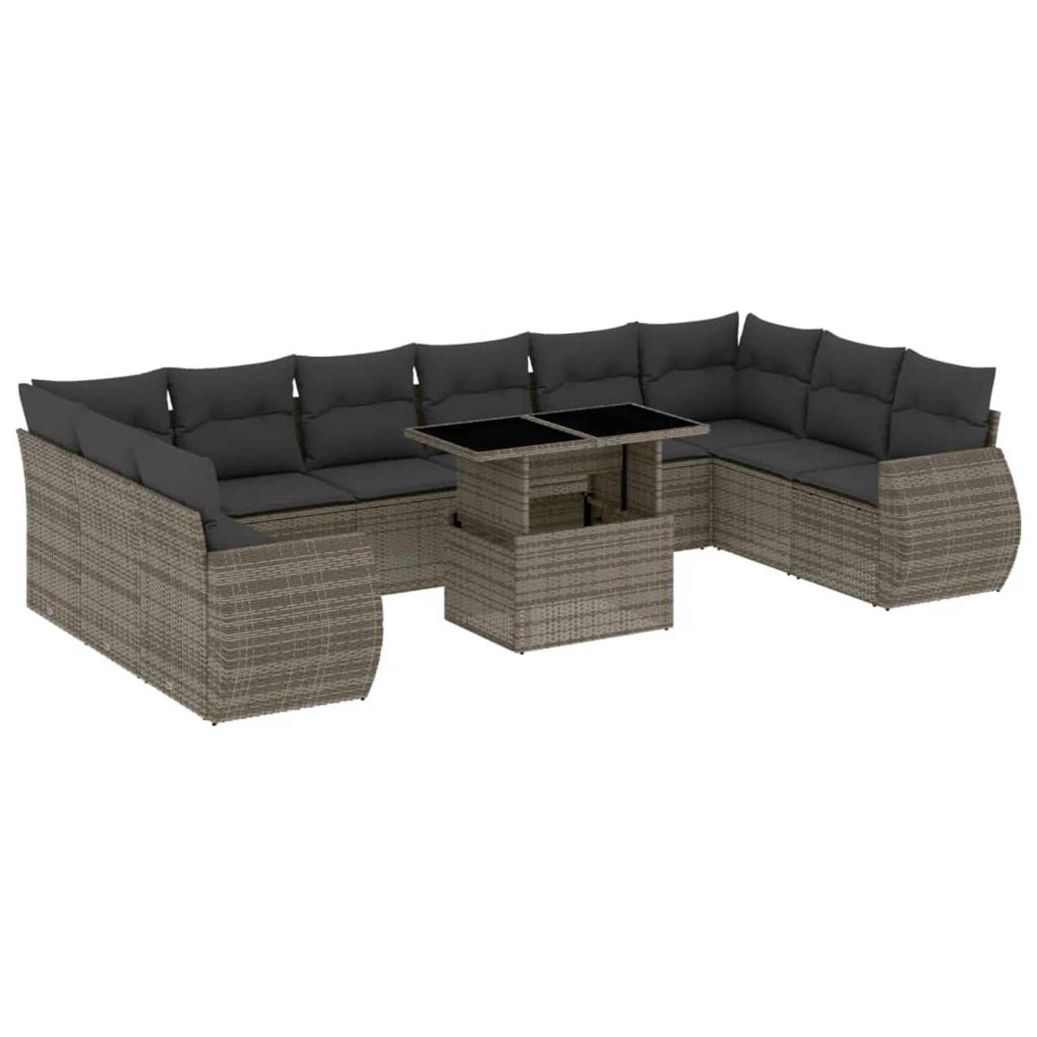 vidaXL 11-tlg Garten-Sofagarnitur mit Kissen Grau Poly Rattan Modell 82 vidaXL 11-tlg Garten-Sofagarnitur mit Kissen Grau Poly Rattan Modell 82 von VIDAXL