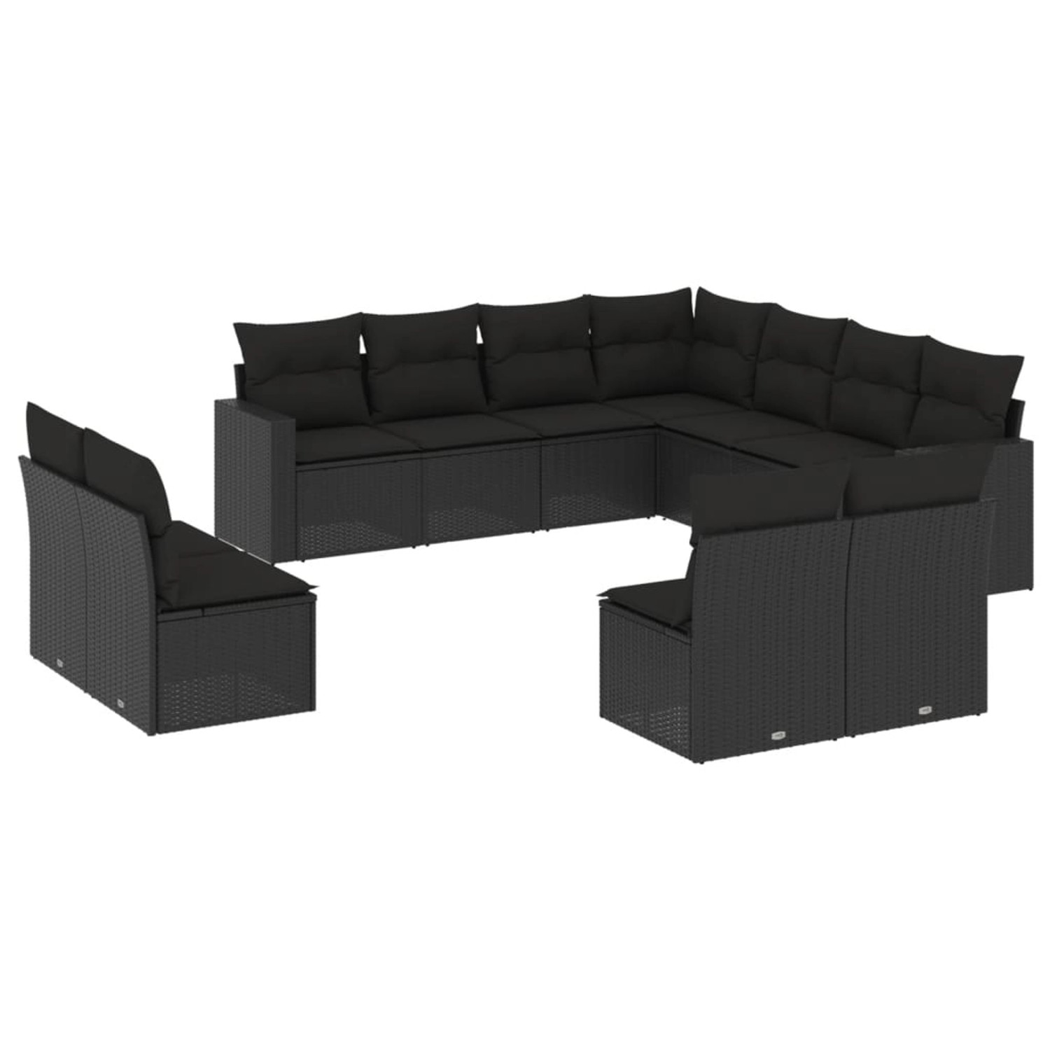 vidaXL 11-tlg Garten-Sofagarnitur mit Kissen Schwarz Poly Rattan Modell 4 vidaXL 11-tlg Garten-Sofagarnitur mit Kissen Schwarz Poly Rattan Modell 4 von VIDAXL