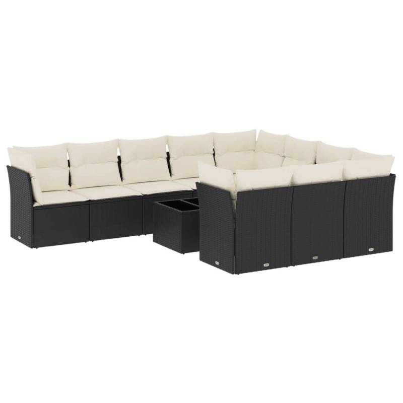 vidaXL 11-tlg Garten-Sofagarnitur mit Kissen Schwarz Poly Rattan Modell 69 von VIDAXL