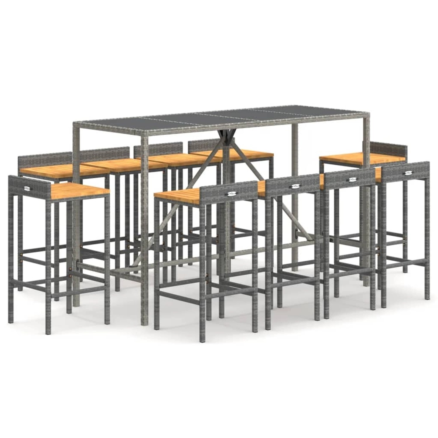 vidaXL 11-tlg Gartenbar-Set Grau Poly Rattan & Massivholz Akazie Modell 1 vidaXL 11-tlg Gartenbar-Set Grau Poly Rattan & Massivholz Akazie Modell 1 von VIDAXL