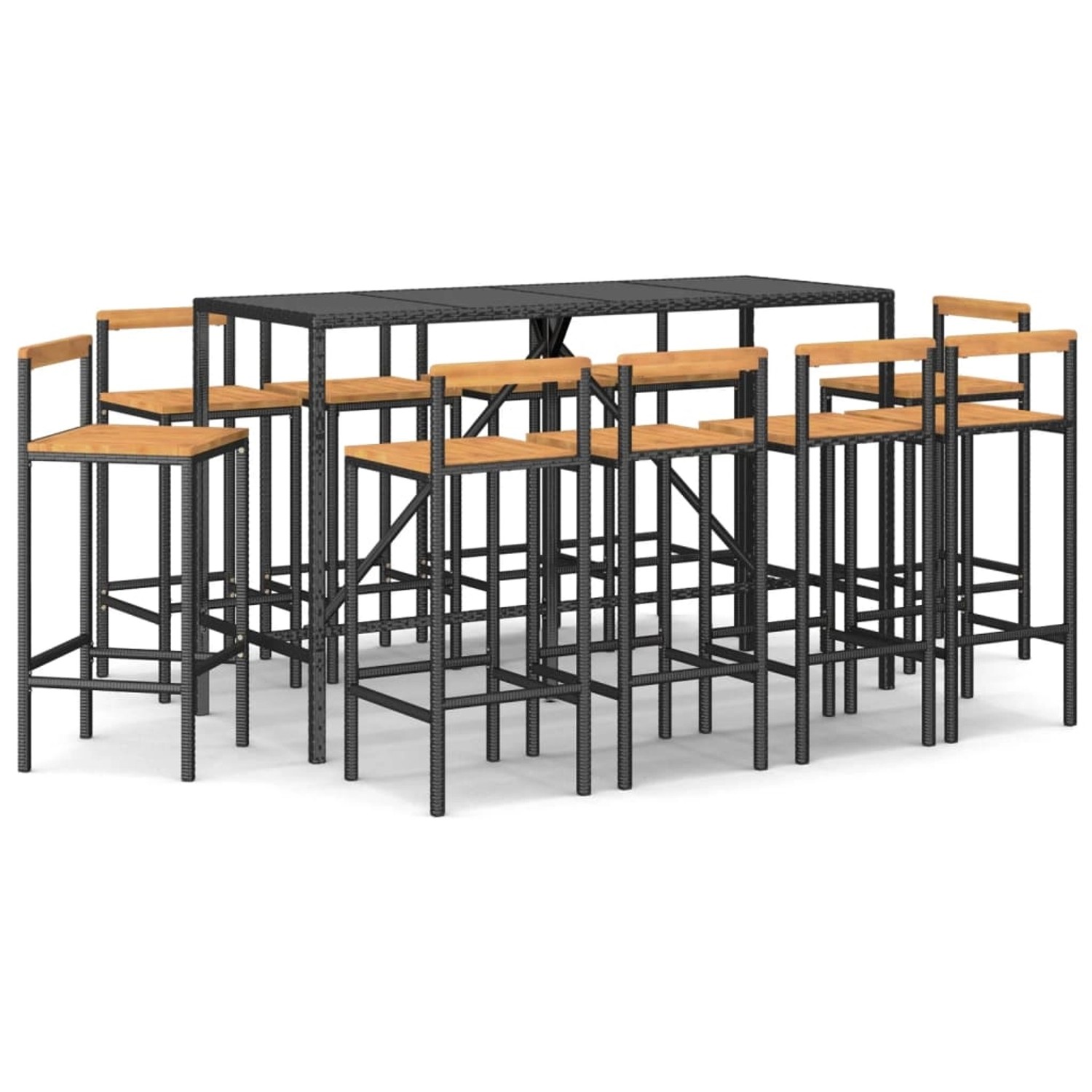 vidaXL 11-tlg Gartenbar-Set Schwarz Poly Rattan & Massivholz Akazie Modell 1 vidaXL 11-tlg Gartenbar-Set Schwarz Poly Rattan & Massivholz Akazie Modell 1 von VIDAXL