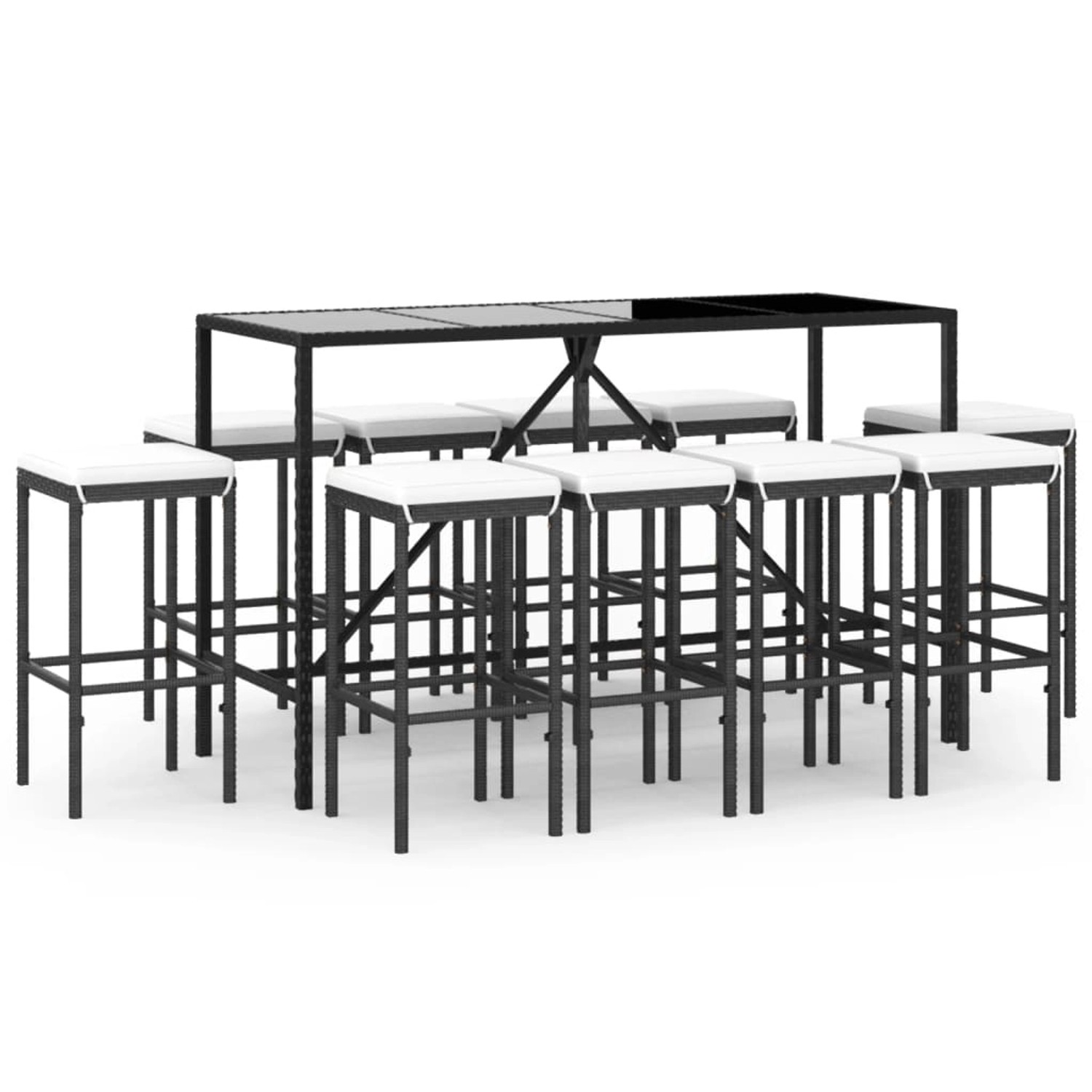 vidaXL 11-tlg Gartenbar-Set mit Kissen Schwarz Poly Rattan Modell 1 vidaXL 11-tlg Gartenbar-Set mit Kissen Schwarz Poly Rattan Modell 1 von VIDAXL