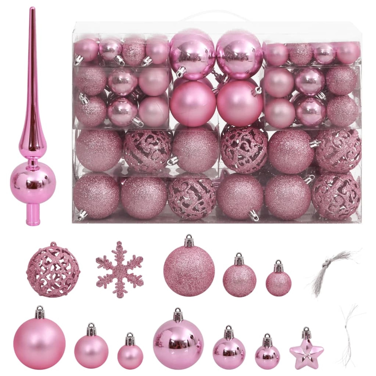 vidaXL 111-tlg. Weihnachtskugel-Set Rosa Polystyrol von VIDAXL