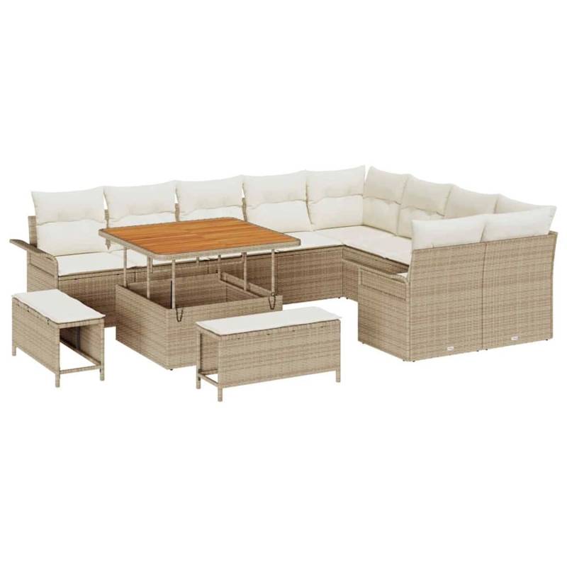 vidaXL 12-Teiliges Garten-Sofaset mit Kissen in Beige aus Poly Rattan und Akazie 3362166 vidaXL 12-Teiliges Garten-Sofaset mit Kissen in Beige aus Poly Rattan und Akazie 3362166 von VIDAXL