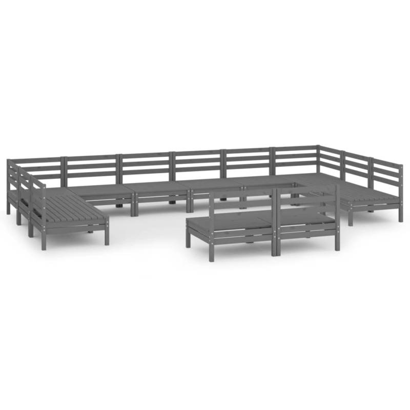 vidaXL 12-tlg Garten-Lounge-Set Grau Massivholz Kiefer Modell 2 von VIDAXL
