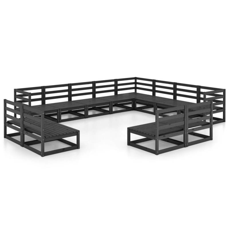 vidaXL 12-tlg Garten-Lounge-Set Schwarz Massivholz Kiefer Modell 1 von VIDAXL