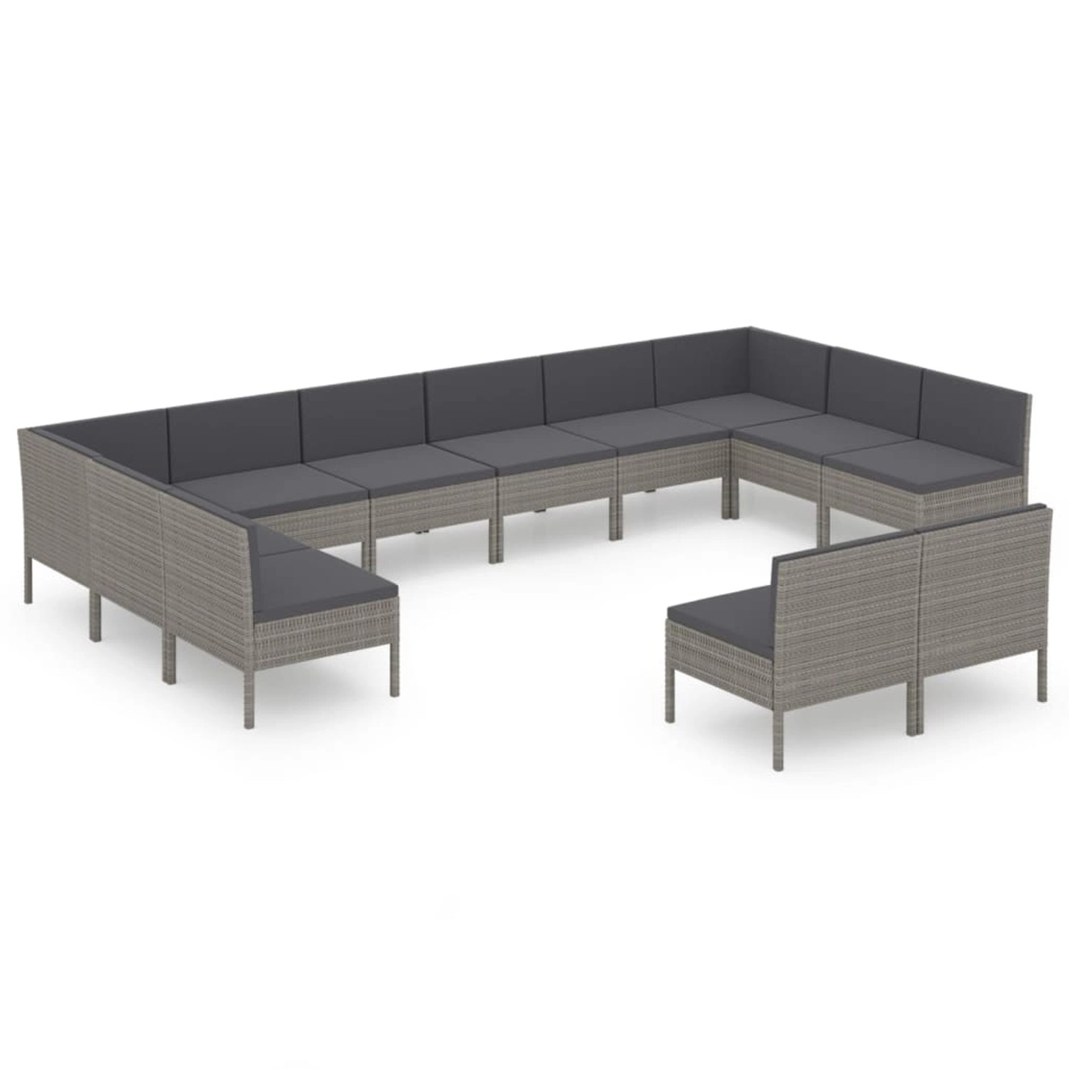 vidaXL 12-tlg Garten-Lounge-Set mit Auflagen Poly Rattan Grau Modell 11 vidaXL 12-tlg Garten-Lounge-Set mit Auflagen Poly Rattan Grau Modell 11 von VIDAXL