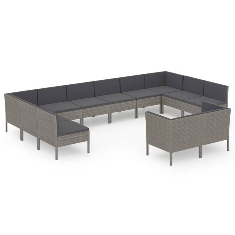 vidaXL 12-tlg Garten-Lounge-Set mit Auflagen Poly Rattan Grau Modell 13 von VIDAXL