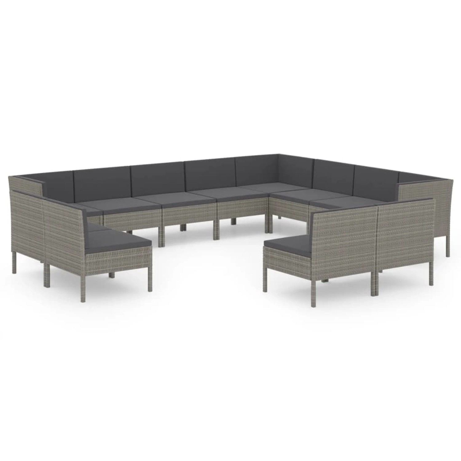 vidaXL 12-tlg Garten-Lounge-Set mit Auflagen Poly Rattan Grau Modell 5 vidaXL 12-tlg Garten-Lounge-Set mit Auflagen Poly Rattan Grau Modell 5 von VIDAXL