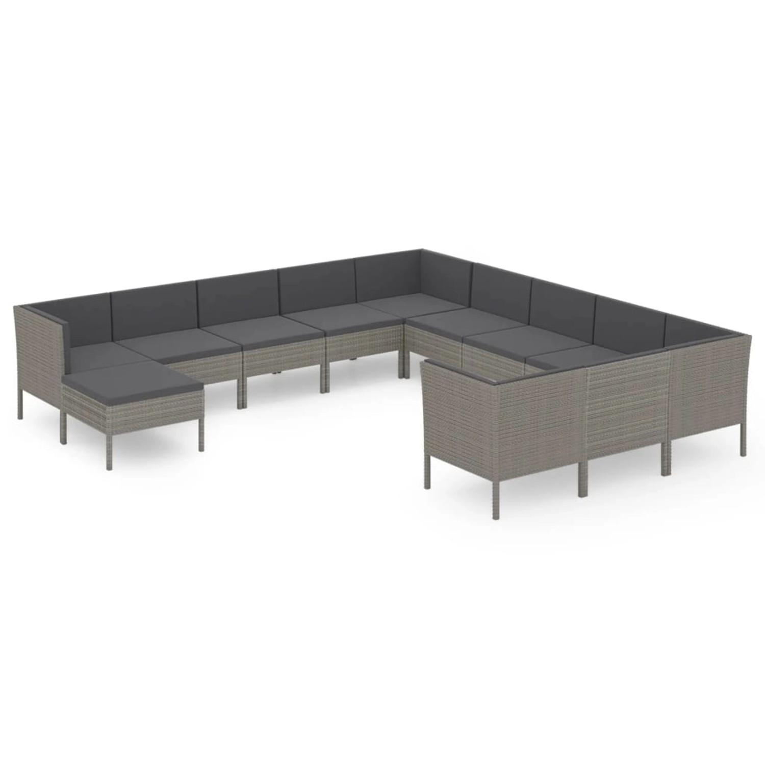 vidaXL 12-tlg Garten-Lounge-Set mit Auflagen Poly Rattan Grau Modell 9 vidaXL 12-tlg Garten-Lounge-Set mit Auflagen Poly Rattan Grau Modell 9 von VIDAXL