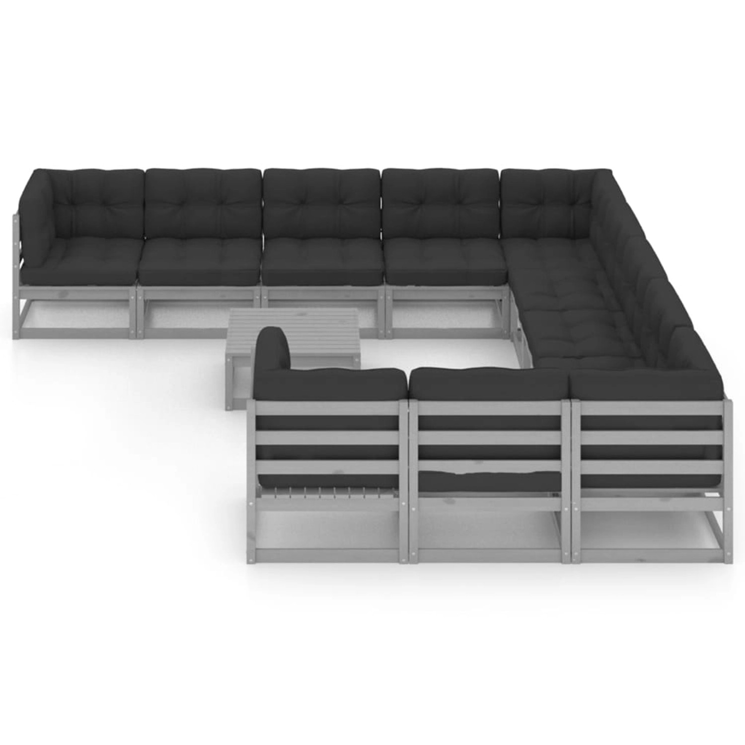vidaXL 12-tlg Garten-Lounge-Set mit Kissen Grau Kiefer Massivholz Modell 7 vidaXL 12-tlg Garten-Lounge-Set mit Kissen Grau Kiefer Massivholz Modell 7 von VIDAXL