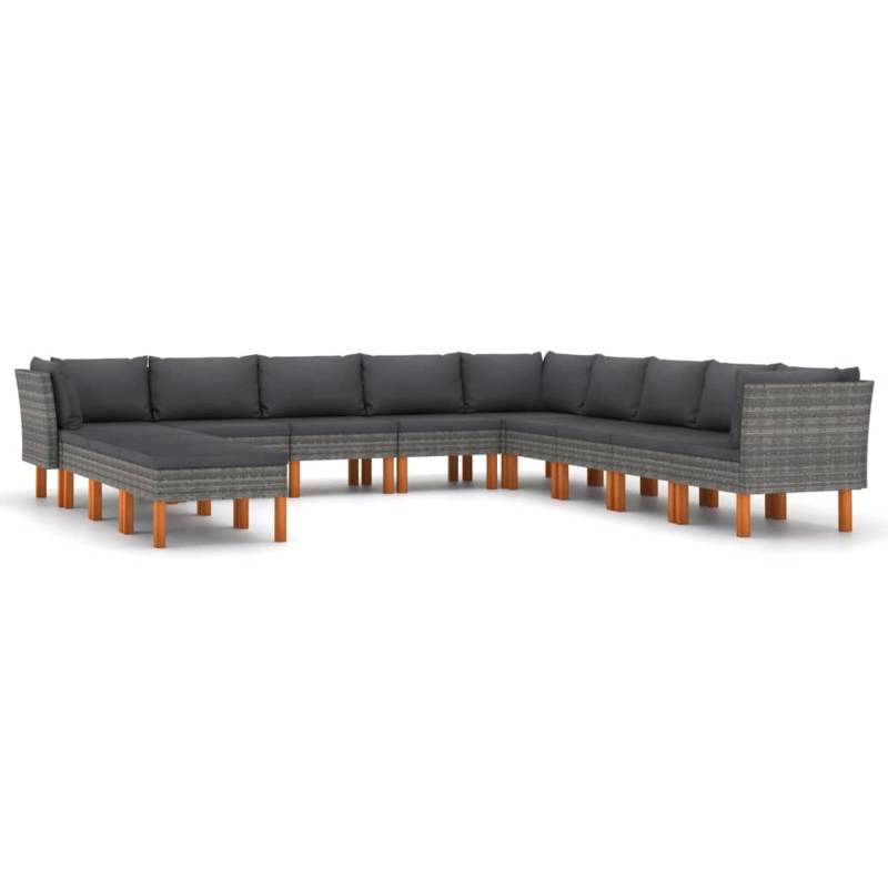 vidaXL 12-tlg Garten-Lounge-Set mit Kissen Poly Rattan Grau Modell 1 von VIDAXL
