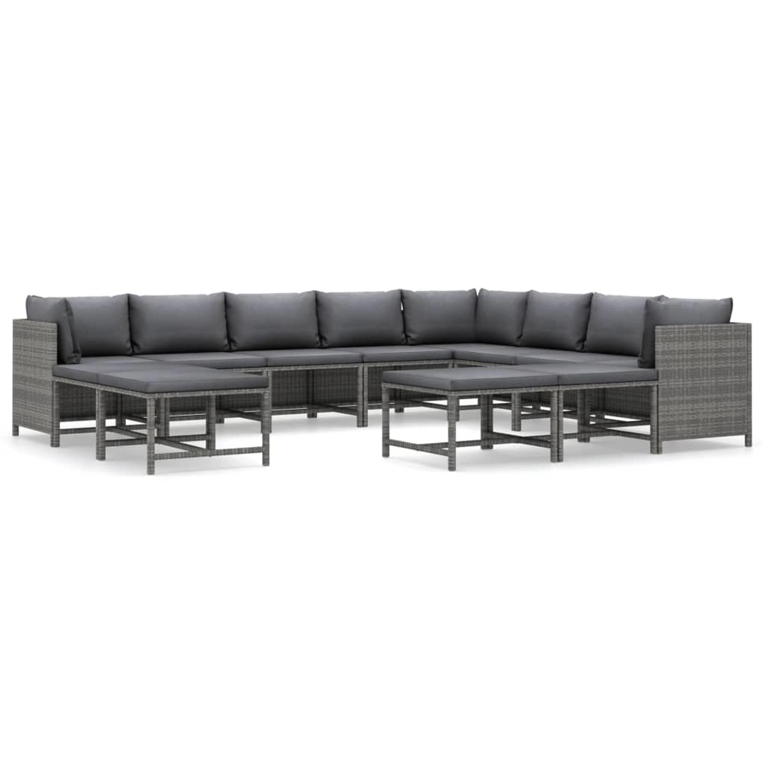 vidaXL 12-tlg Garten-Lounge-Set mit Kissen Poly Rattan Grau Modell 4 vidaXL 12-tlg Garten-Lounge-Set mit Kissen Poly Rattan Grau Modell 4 von VIDAXL