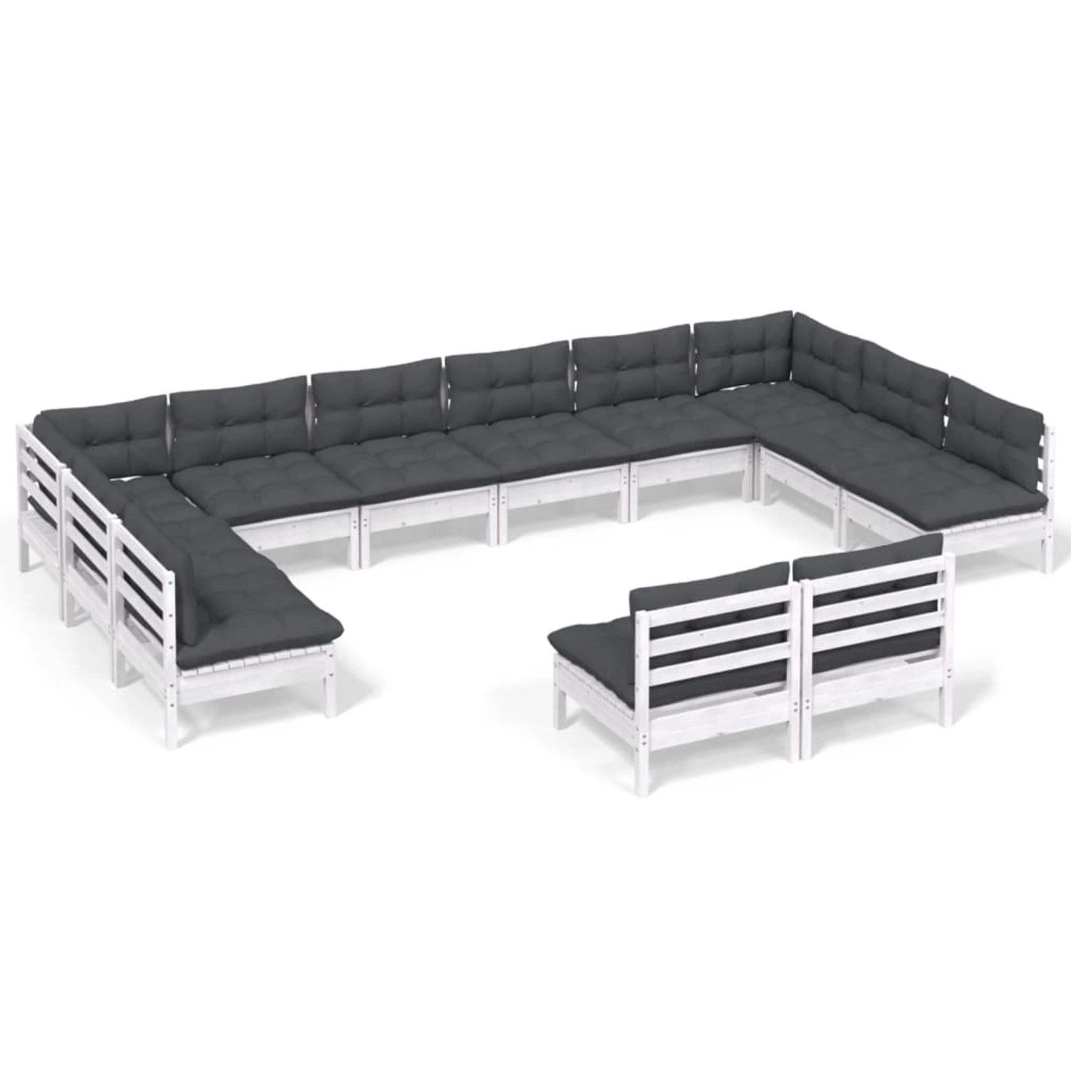 vidaXL 12-tlg Garten-Lounge-Set mit Kissen Weiß Kiefer Massivholz Modell 16 vidaXL 12-tlg Garten-Lounge-Set mit Kissen Weiß Kiefer Massivholz Modell 16 von VIDAXL