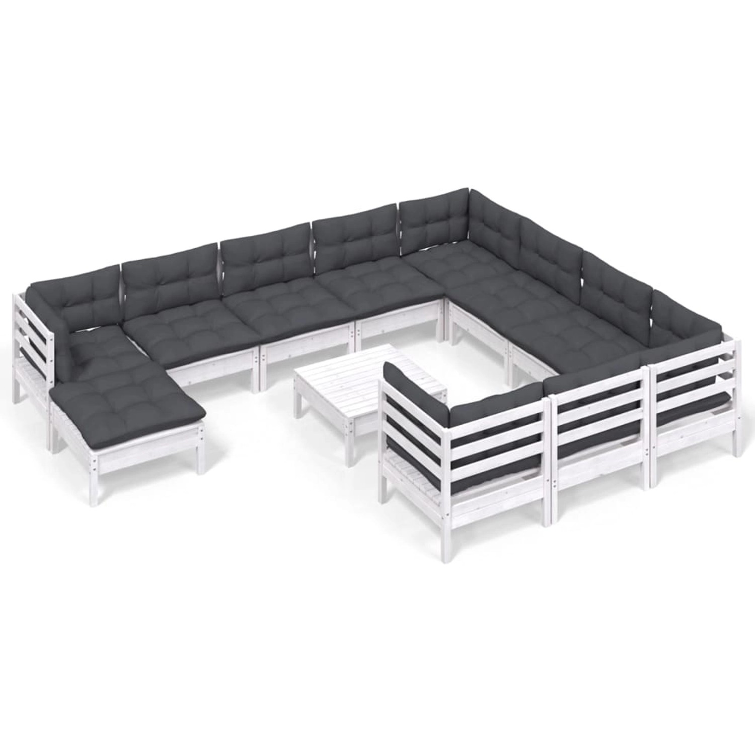 vidaXL 12-tlg Garten-Lounge-Set mit Kissen Weiß Kiefernholz Modell 2 vidaXL 12-tlg Garten-Lounge-Set mit Kissen Weiß Kiefernholz Modell 2 von VIDAXL