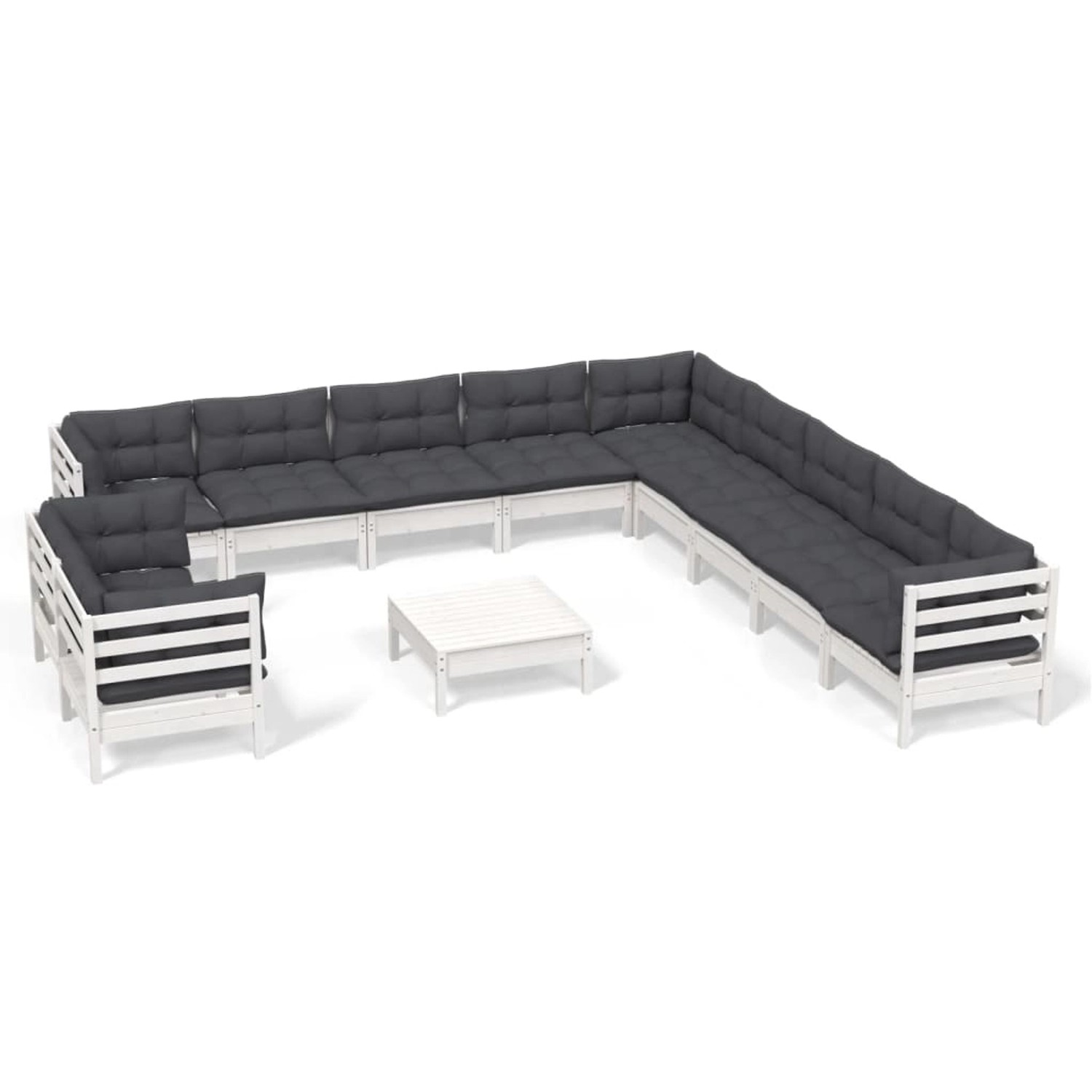 vidaXL 12-tlg Garten-Lounge-Set mit Kissen Weiß Massivholz Kiefer Modell 4 vidaXL 12-tlg Garten-Lounge-Set mit Kissen Weiß Massivholz Kiefer Modell 4 von VIDAXL