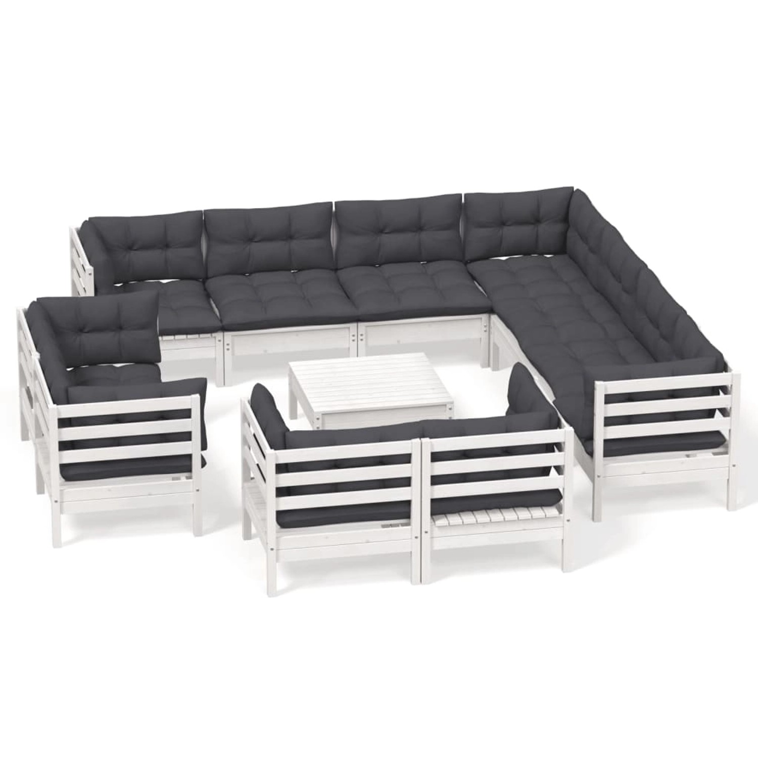 vidaXL 12-tlg Garten-Lounge-Set mit Kissen Weiß Massivholz Kiefer Modell 5 vidaXL 12-tlg Garten-Lounge-Set mit Kissen Weiß Massivholz Kiefer Modell 5 von VIDAXL