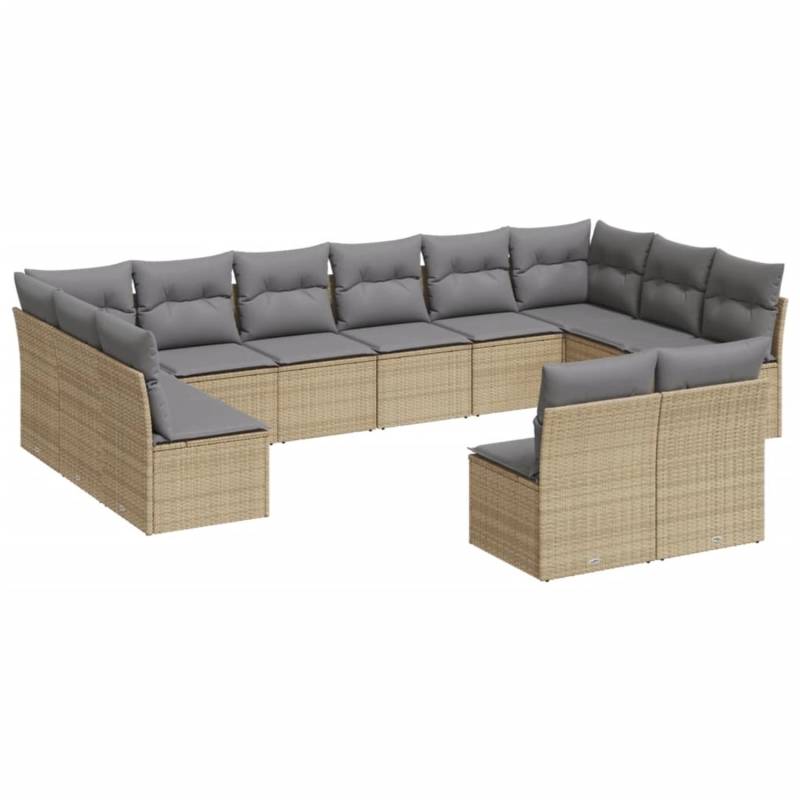 vidaXL 12-tlg Garten-Sofagarnitur mit Kissen Beige Poly Rattan Modell 24 von VIDAXL