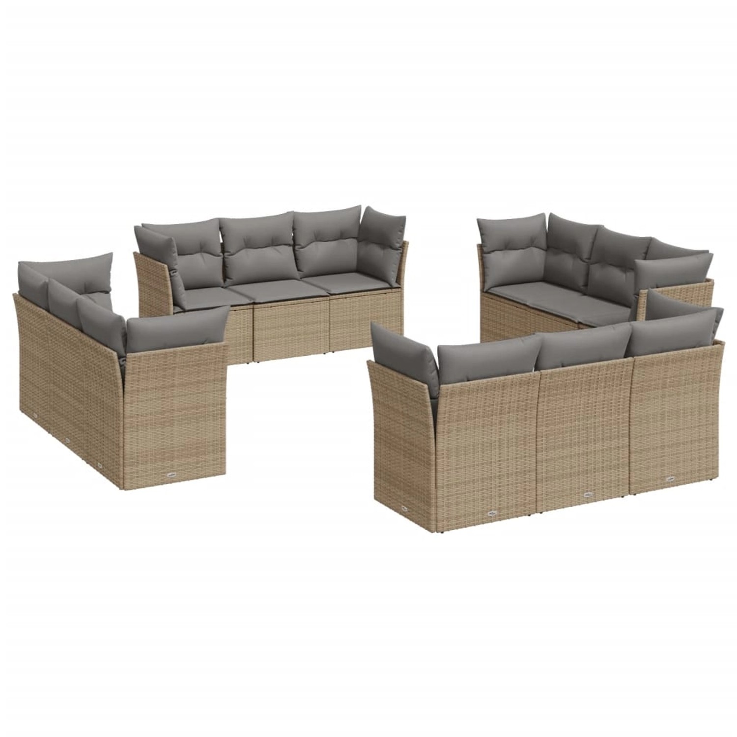 vidaXL 12-tlg Garten-Sofagarnitur mit Kissen Beige Poly Rattan Modell 25 vidaXL 12-tlg Garten-Sofagarnitur mit Kissen Beige Poly Rattan Modell 25 von VIDAXL