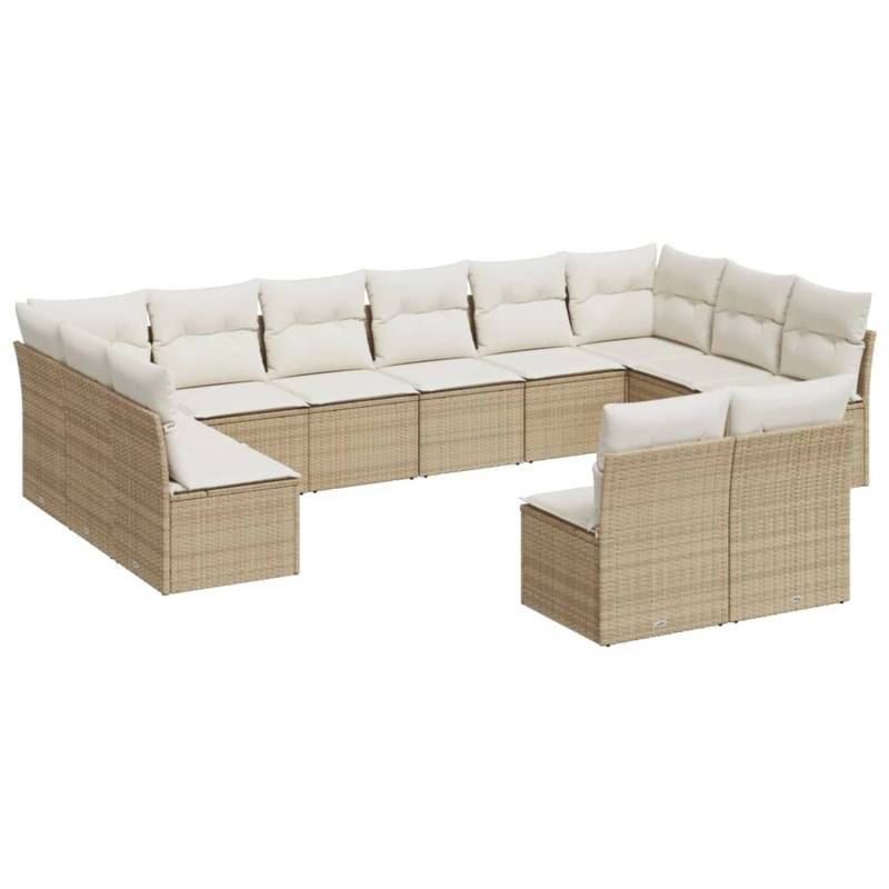 vidaXL 12-tlg Garten-Sofagarnitur mit Kissen Beige Poly Rattan Modell 71 von VIDAXL