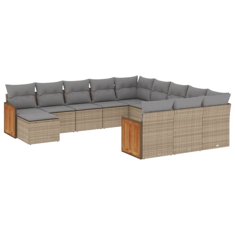 vidaXL 12-tlg Garten-Sofagarnitur mit Kissen Beige Poly Rattan Modell 86 von VIDAXL